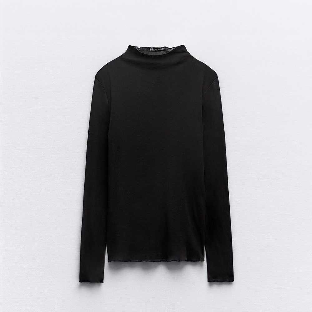 NWT Zara Semi-Sheer Cotton Crepe Top